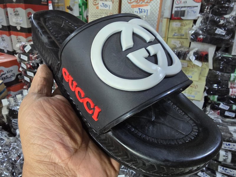 3001 شبشب ربر رجالي مشرح - j - ابيض*احمر