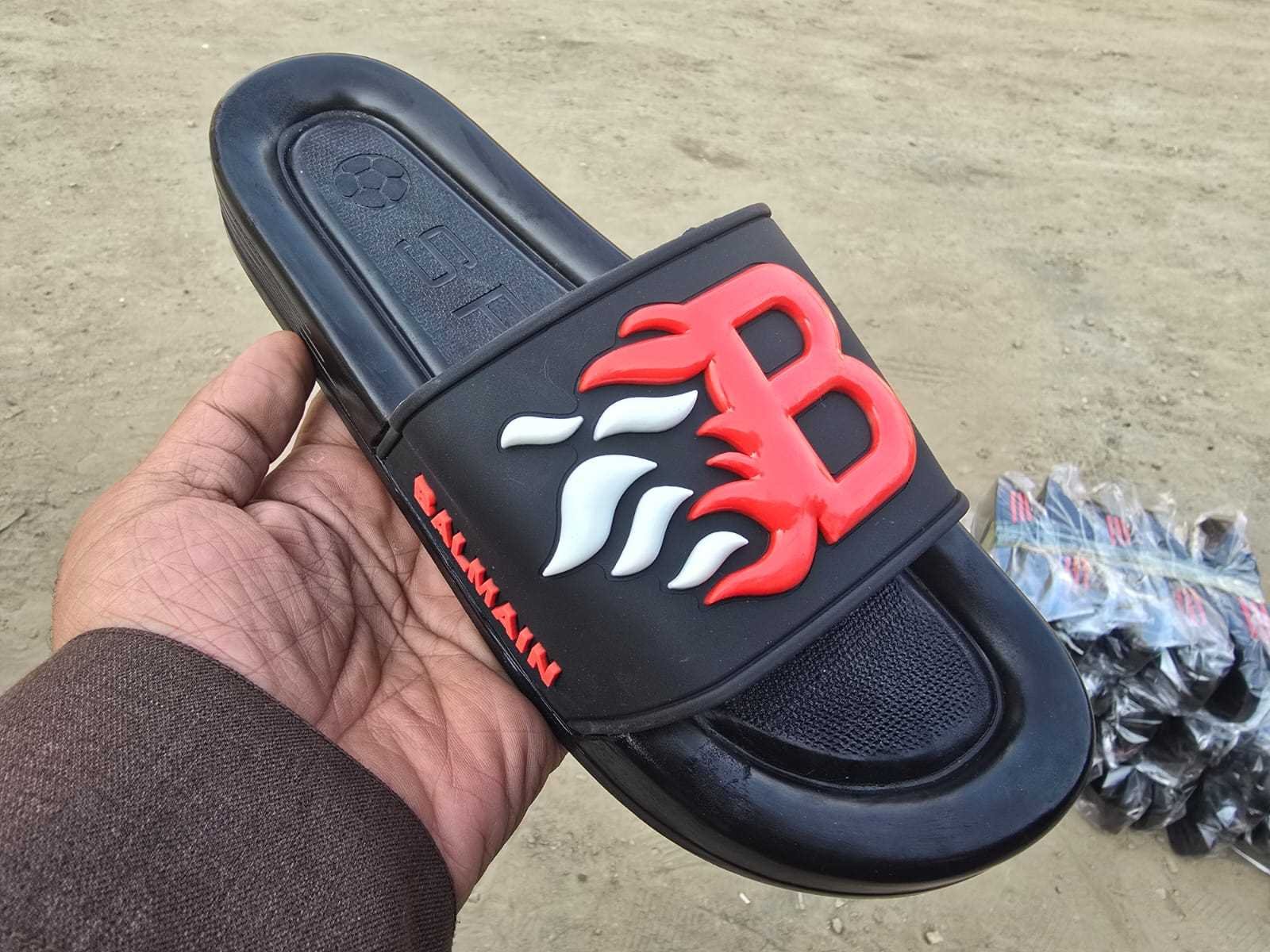 3001 شبشب ربر بروتان رجالي 3 سم - bb- احمر*ابيض