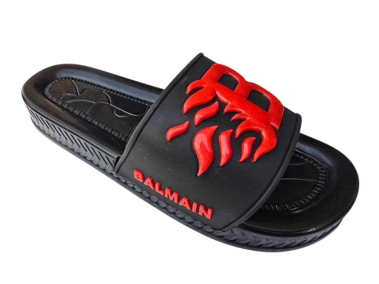 3007 شبشب ربر بروتان رجالي خريطة مشرح - BB - اسود*احمر