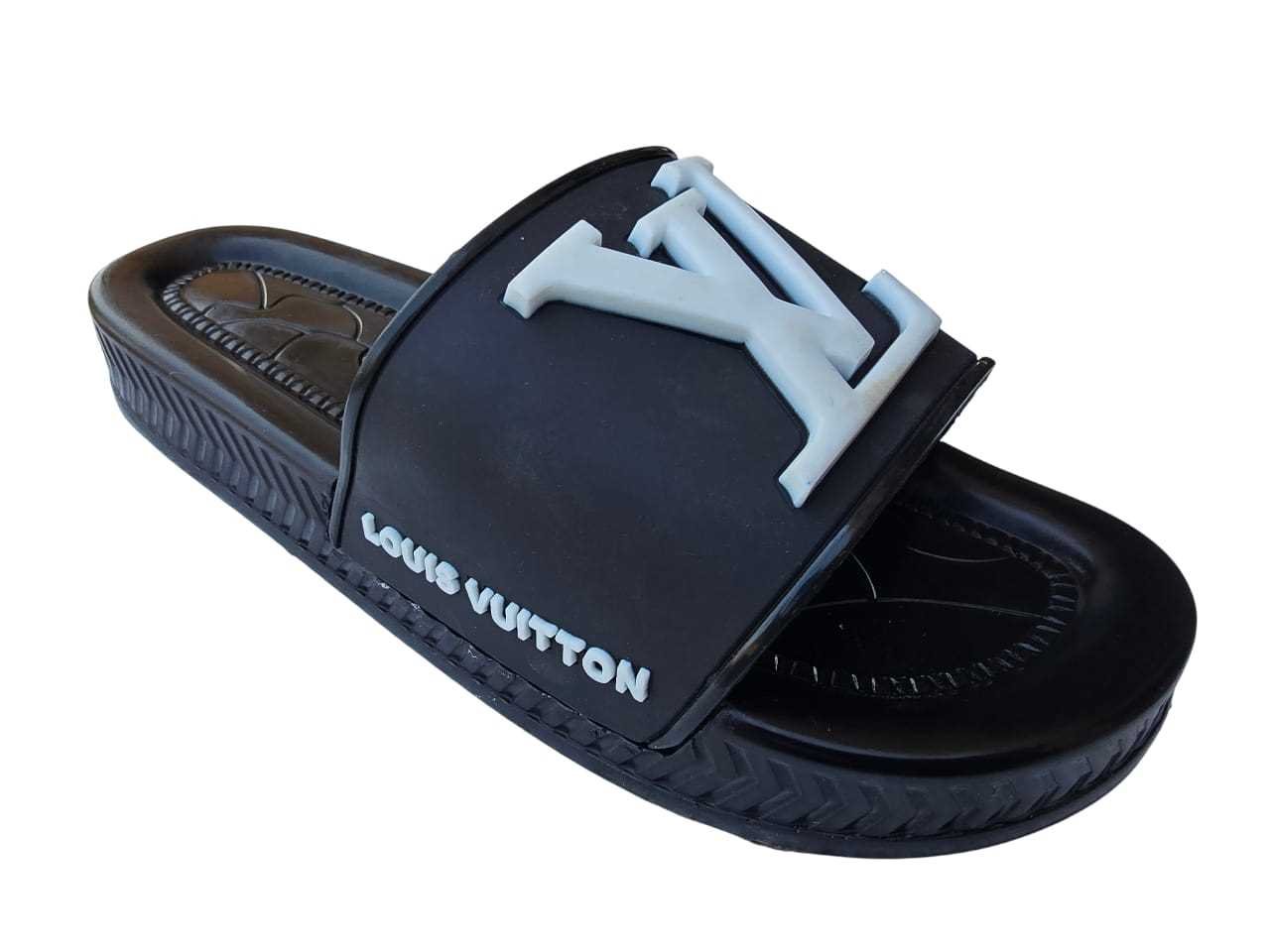 3007 شبشب ربر بروتان رجالي خريطة مشرح - LV - اسود*ابيض