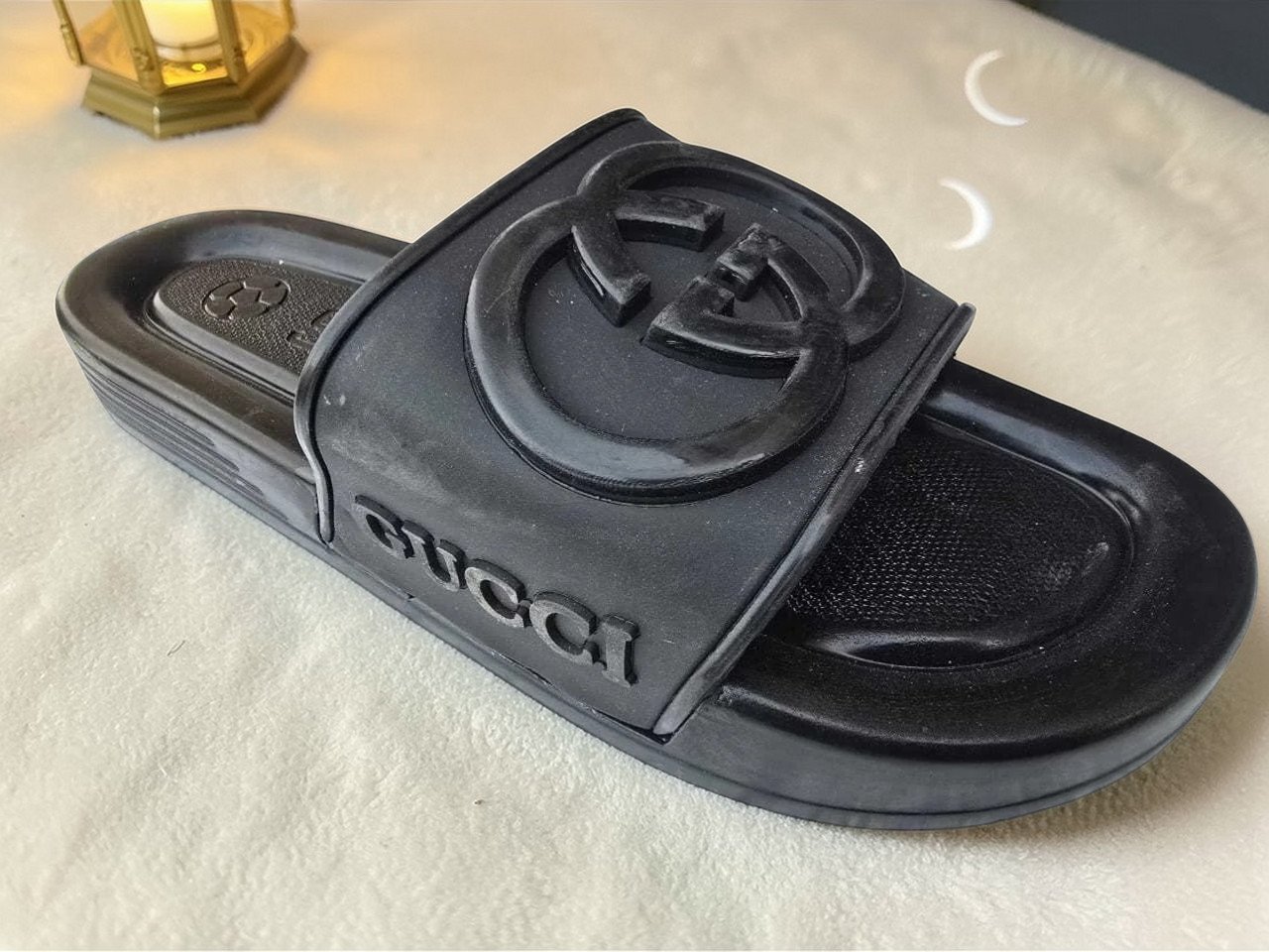 3001 شبشب ربر بروتان رجالي 3 سم - gg2 - اسود