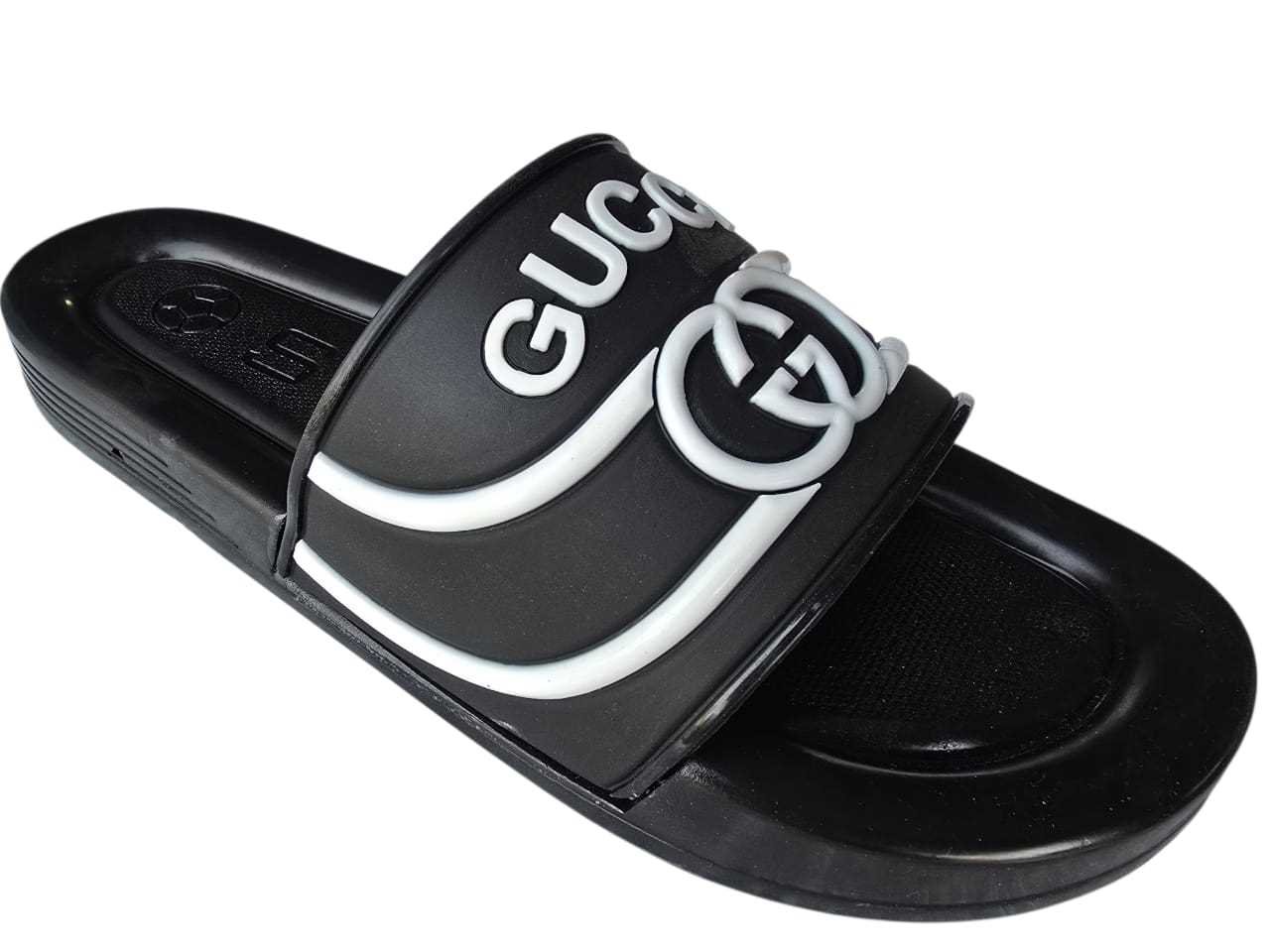 3001 شبشب ربر بروتان رجالي 3 سم - gucc - اسود*ابيض