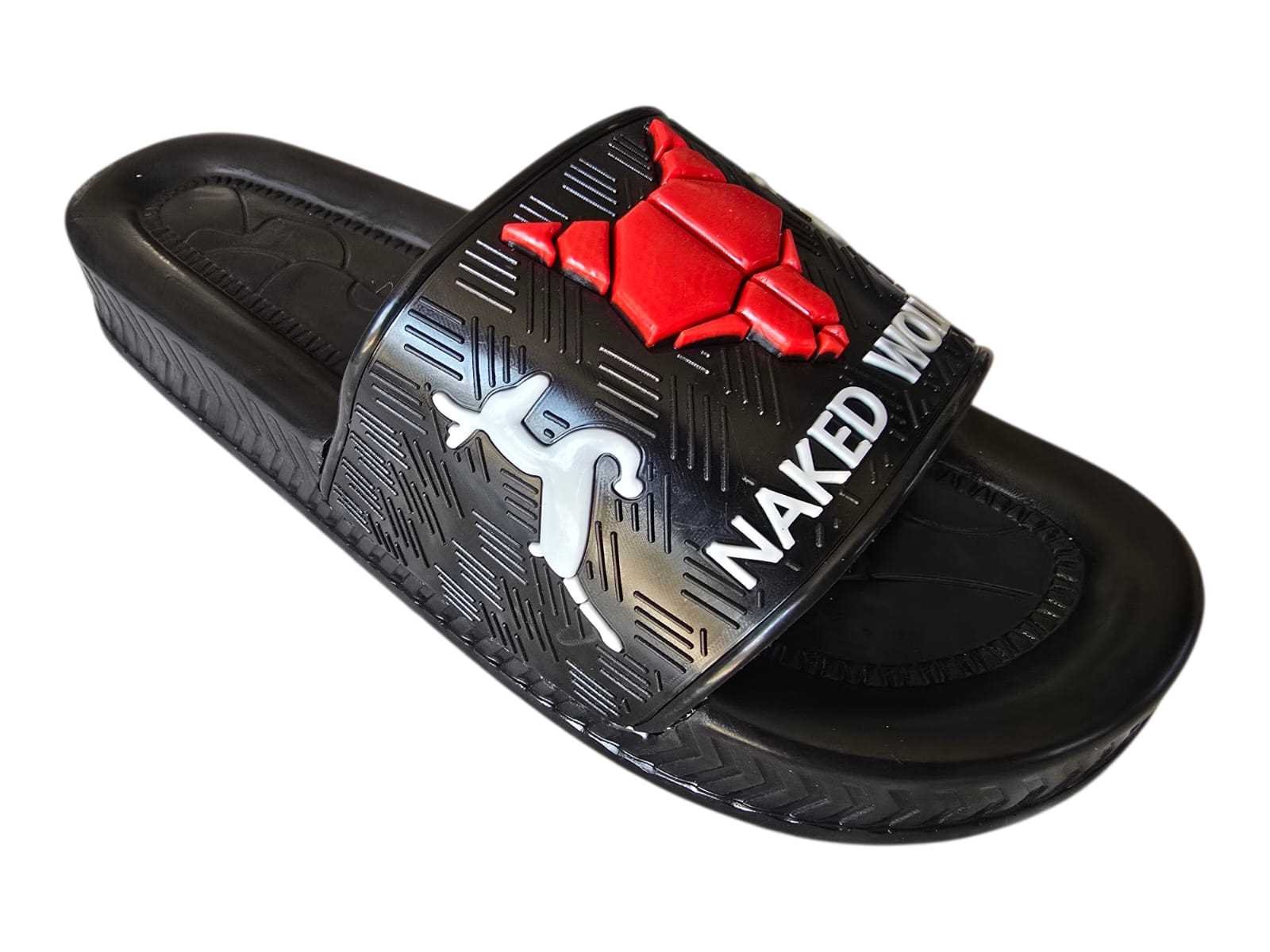 3007 شبشب ربر بروتان رجالي خريطة مشرح -ولف - احمر*ابيض