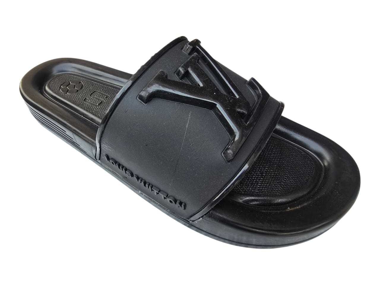 3001 شبشب ربر بروتان رجالي 3 سم - lv - اسود