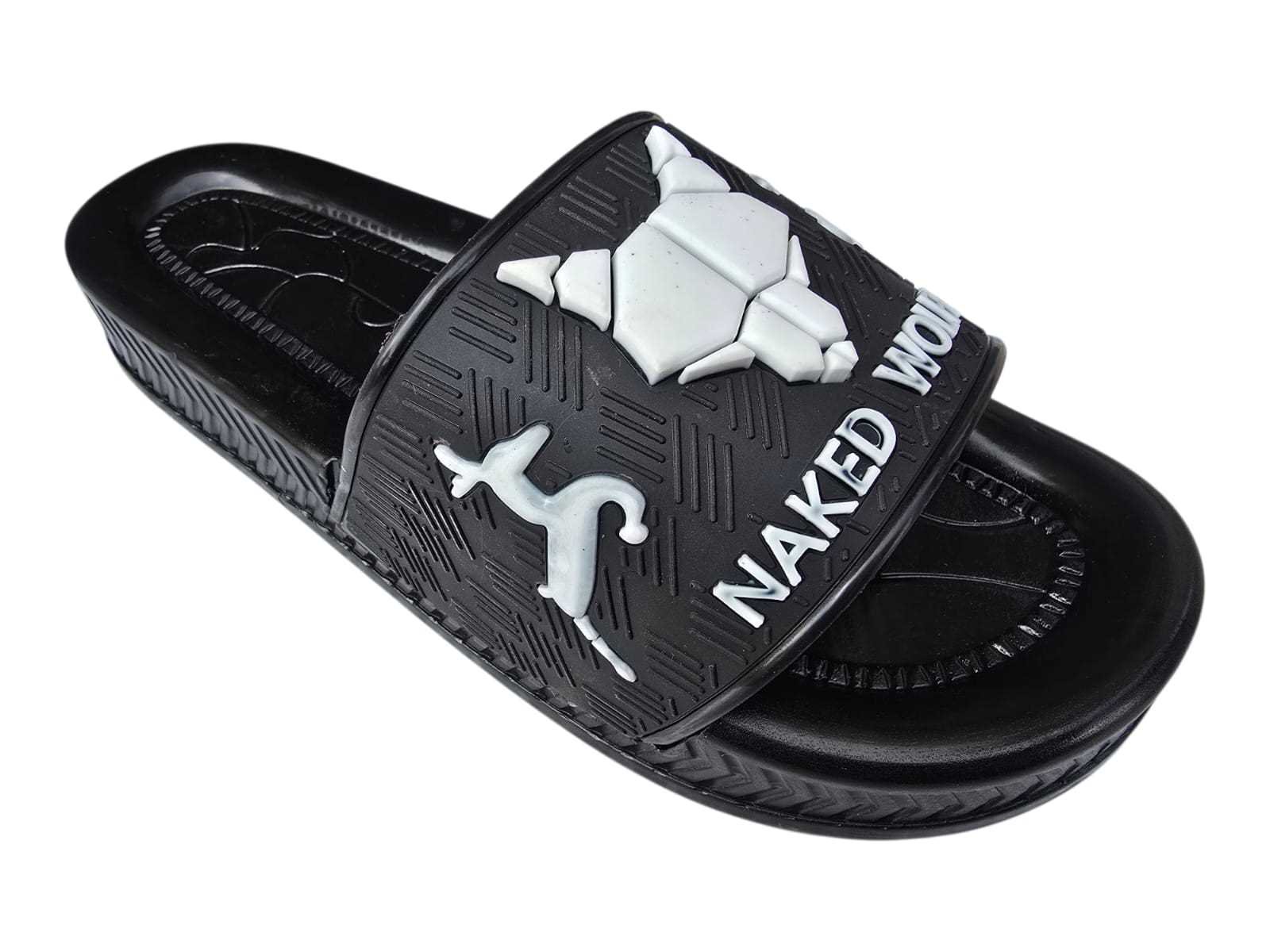 3007 شبشب ربر بروتان رجالي خريطة مشرح -ولف -ابيض