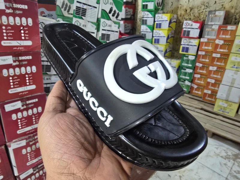 3007 شبشب ربر بروتان رجالي خريطة مشرح -GG2- اسود*ابيض