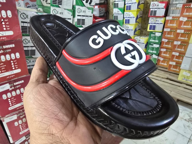 3007 شبشب ربر بروتان رجالي خريطة مشرح -gucci- احمر*ابيض