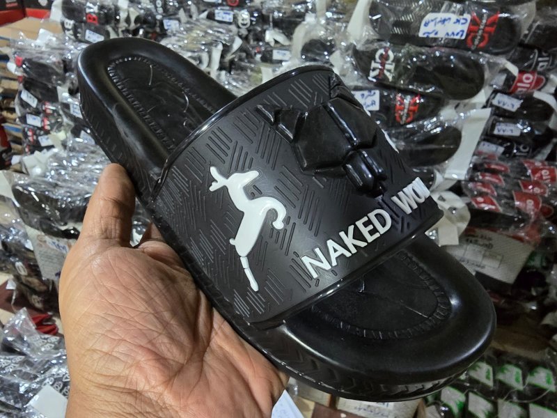 3001 شبشب ربر رجالي مشرح -ولف- ابيض*اسود