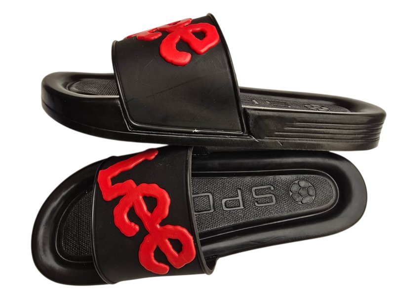 3001 شبشب ربر رجالي 3سم - لي - اسود*احمر