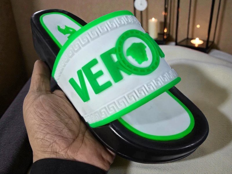 شبشب ربر بروتان رجالي 7سم+انسيرت- فرزاتشي- ابيض*اخضر