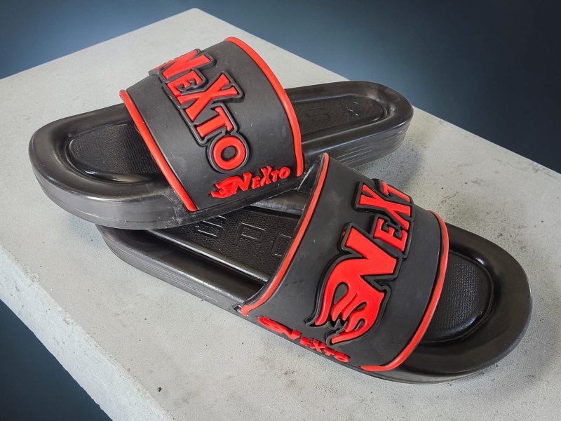 3001 شبشب ربر رجالي 3سم - نكست - اسود*احمر