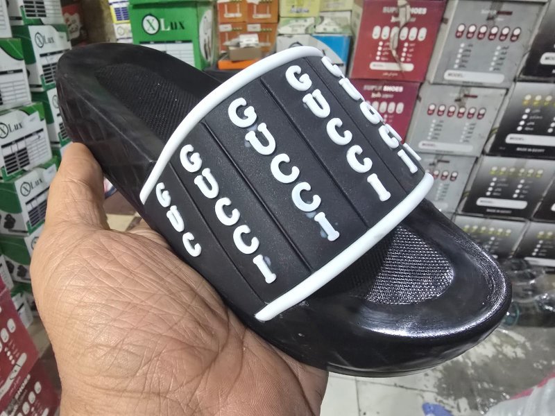 3009 شبشب ربر بروتان شبابي - gucci2 - ابيض