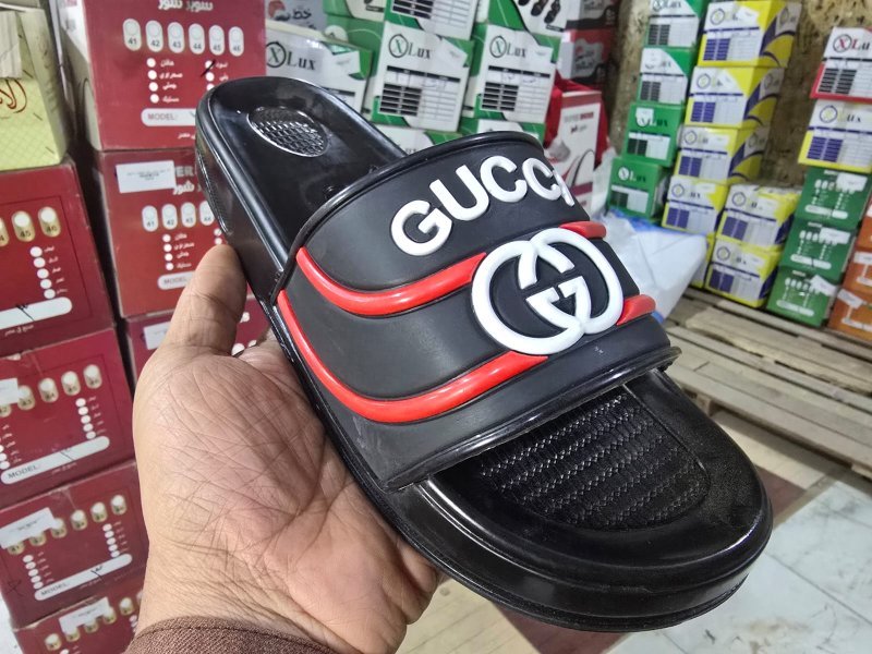 3006 شبشب ربر بروتان رجالي اديدس -gucci- احمر*ابيض