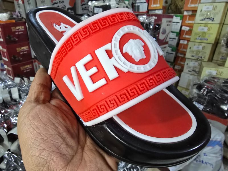 شبشب ربر بروتان رجالي 7سم+انسيرت- فرزاتشي- احمر*ابيض