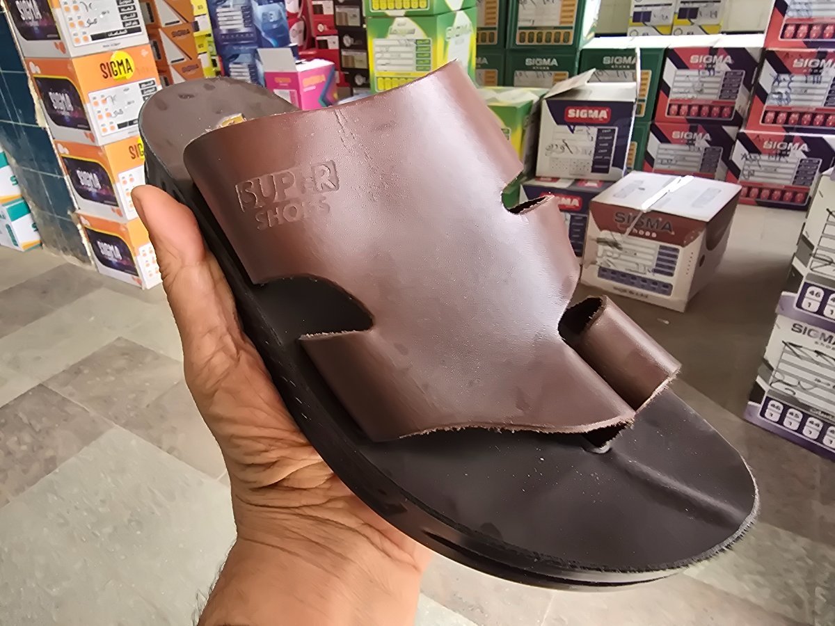 شبشب جلد رجالي - super shoes - 6 -   بني